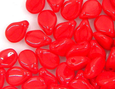 10x PIP Beads Petalos 7x5mm Aguj: 0,8mm Color: Opaque Coral Red - - Crystaldreams Abalorios