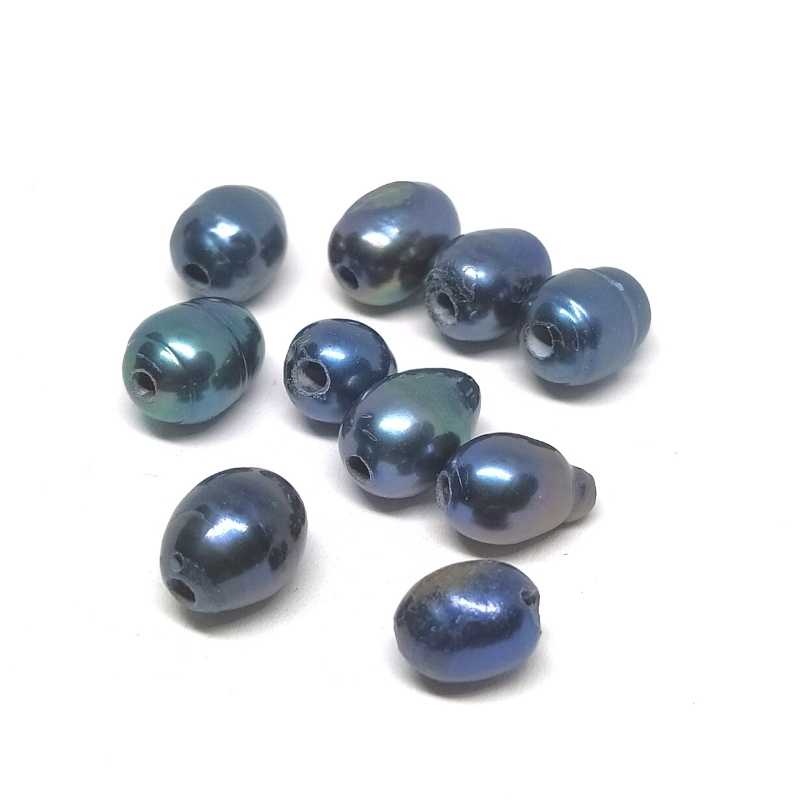 10x Perlas agua dulce Lisa Negras 7~10x7~8mm approx Aguj:0,6mm - - Crystaldreams Abalorios