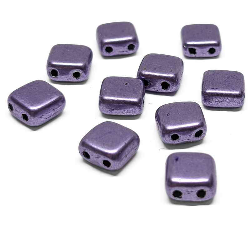 10x Tila Checa 6x6mm - Agujero 0,8mm - Metallic Crocus Petal - - Crystaldreams Abalorios