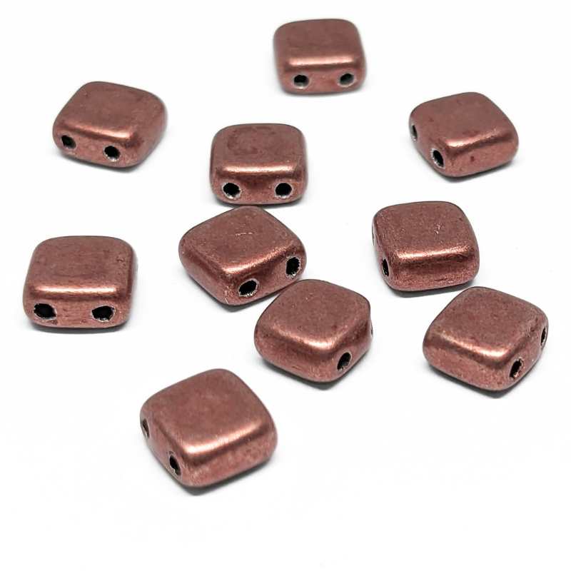 10x Tila Checa 6x6mm - Agujero 0,8mm - Metallic Grenadine - - Crystaldreams Abalorios