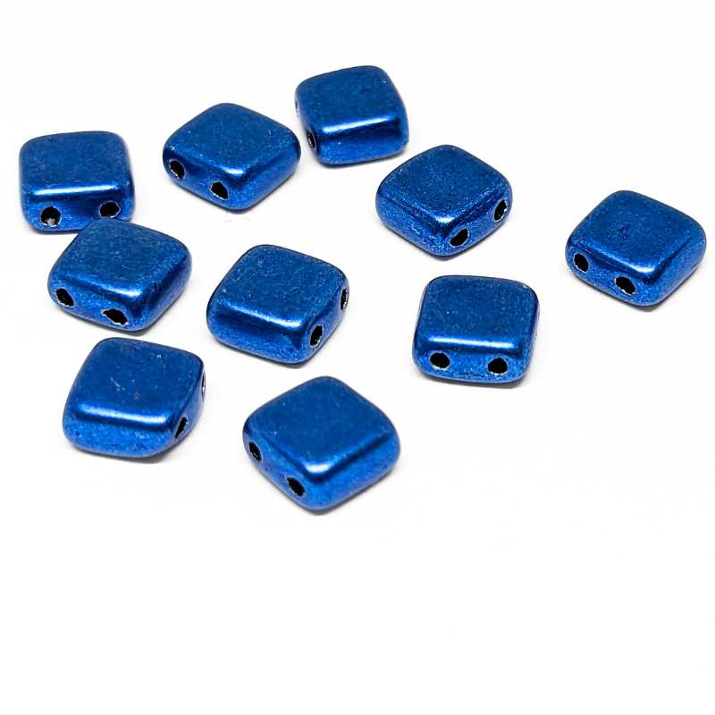 10x Tila Checa 6x6mm - Agujero 0,8mm - Metallic Marina - - Crystaldreams Abalorios
