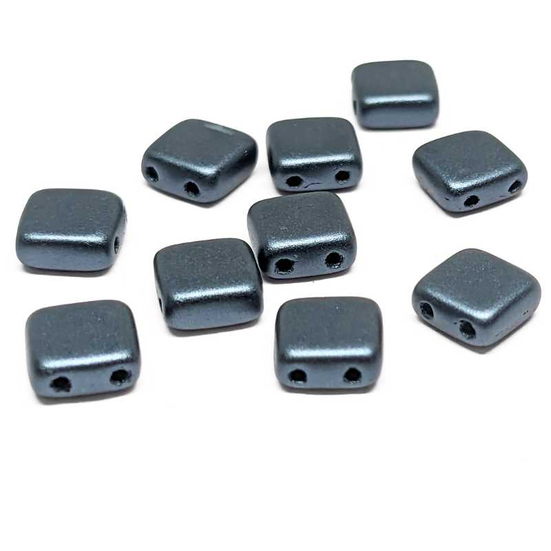 10x Tila Checa 6x6mm - Agujero 0,8mm - Pastel Charcoal - - Crystaldreams Abalorios