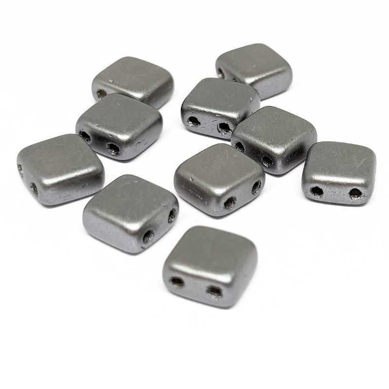 10x Tila Checa 6x6mm - Agujero 0,8mm - Pastel Silver - - Crystaldreams Abalorios