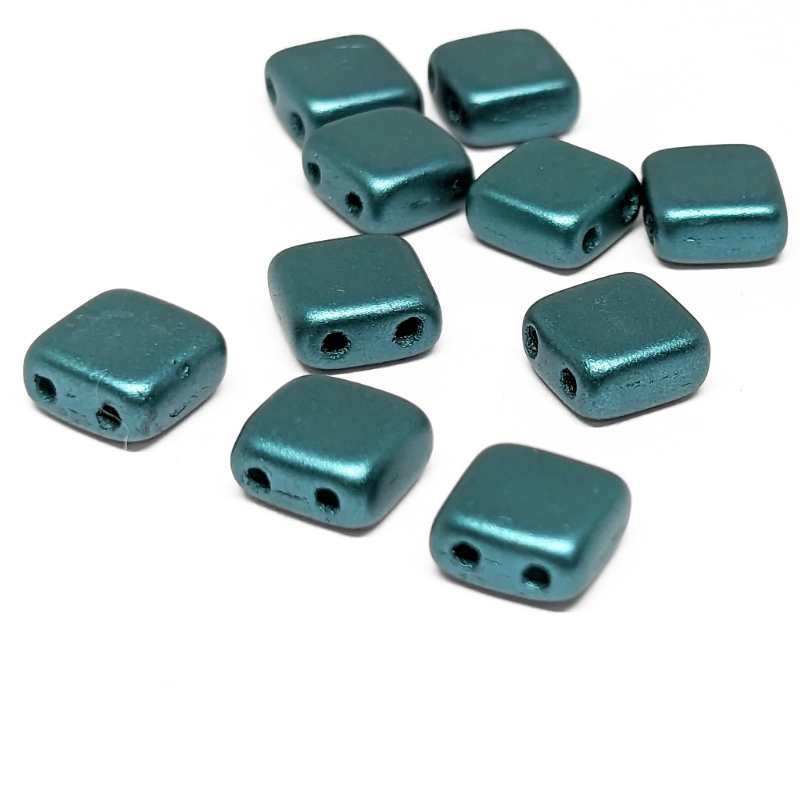 10x Tila Checa 6x6mm - Agujero 0,8mm - Pastel Teal - - Crystaldreams Abalorios
