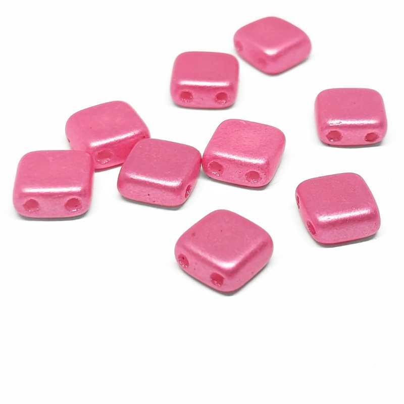10x Tila Checa 6x6mm - Agujero 0,8mm - Pearl Shine Light Pink - - Crystaldreams Abalorios