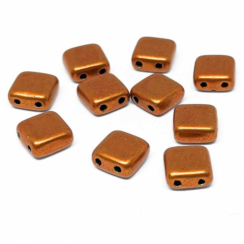 10x Tila Checa 6x6mm - Agujero 0,8mm - Saturated Metallic Orange - - Crystaldreams Abalorios