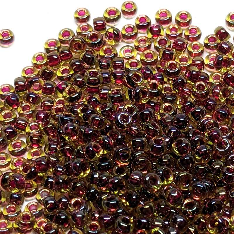 11/0 MIYUKI - rocalla - Dk Rose Lined Yellow - 1gr. - - Crystaldreams Abalorios