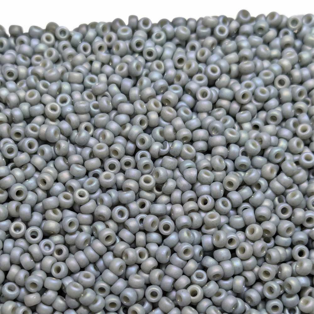 11/0 MIYUKI rocalla 4705 Glazed Frosted Rainbow Cadet Grey 1gr. -