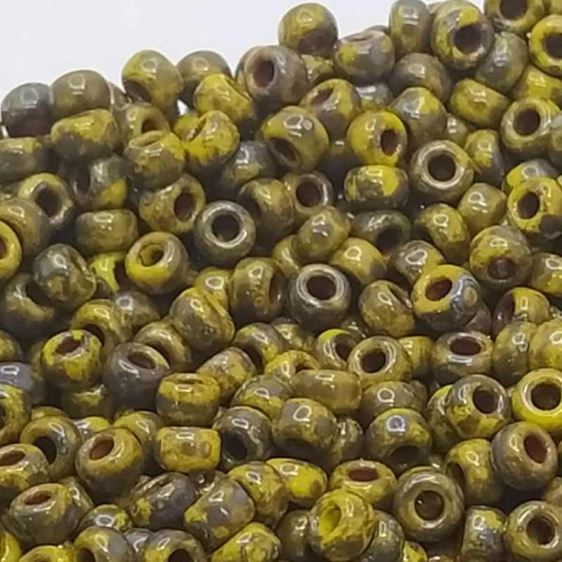 8/0 MIYUKI - seeds - Picasso Chartreuse Dark Yellow 1gr - 4519