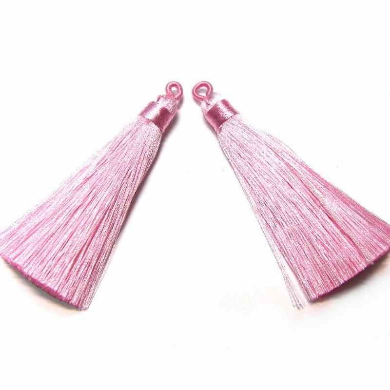 1x Borla lisa de alta calidad 75mm - Poliester - Light Pink - - Crystaldreams Abalorios