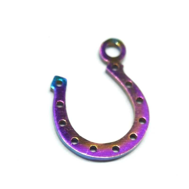 1x Colgante "Horse Shoe" Acero inoxidable multicolor 201 8x18mm - - Crystaldreams Abalorios