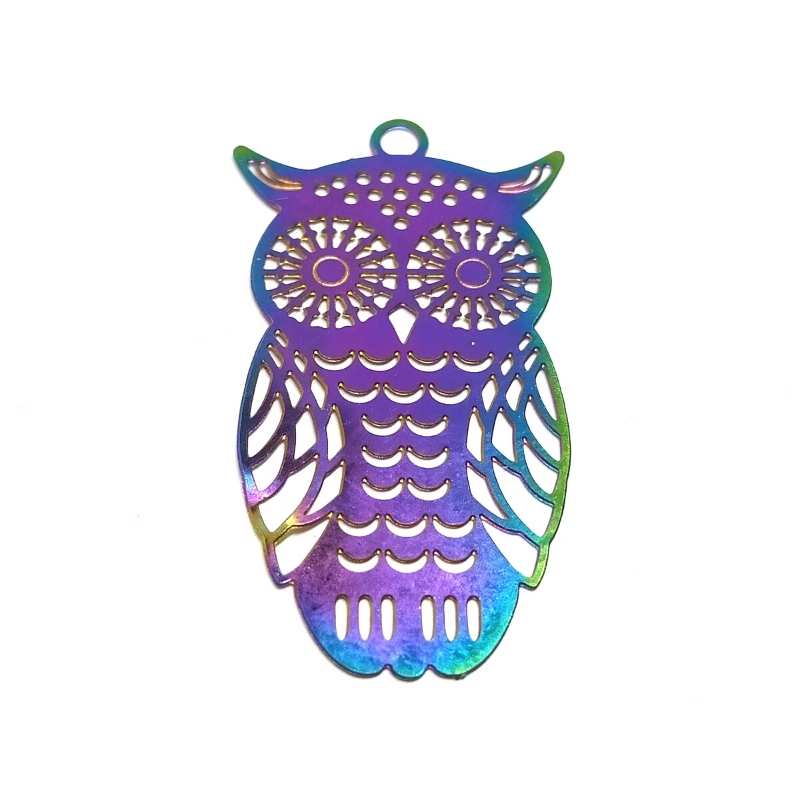 1x Colgante Owl Acero inoxidable multicolor 201 36mm - - Crystaldreams Abalorios