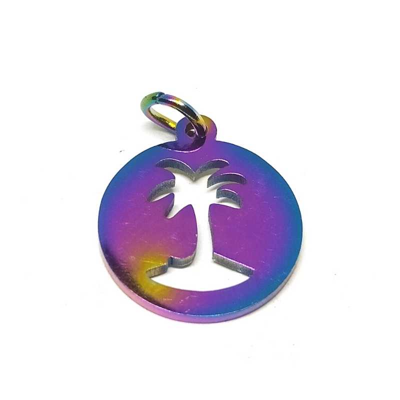 1x Colgante "Palm" inoxidable multicolor 201 16x13mm - - Crystaldreams Abalorios