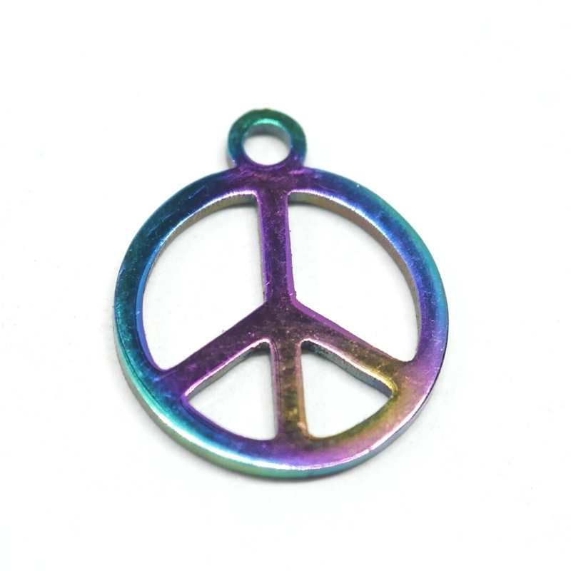 1x Colgante "Peace" Acero inoxidable multicolor 201 14x12mm - - Crystaldreams Abalorios