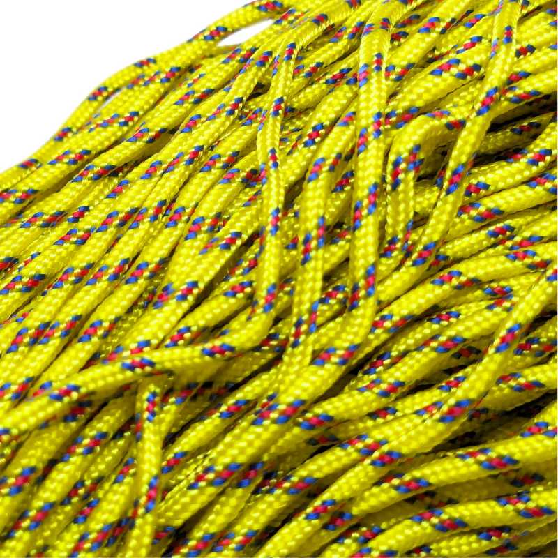 1x Cordon tejido paracord de poliéster 2mm Yellow Redy x metro - - Crystaldreams Abalorios