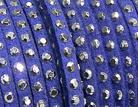 20 cm. Cordon de Antelina con Rivet 3mm color Blue-Silver - - Crystaldreams Abalorios