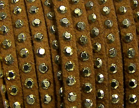 20 cm. Cordon de Antelina con Rivet 3mm color Coffee-Golden - - Crystaldreams Abalorios