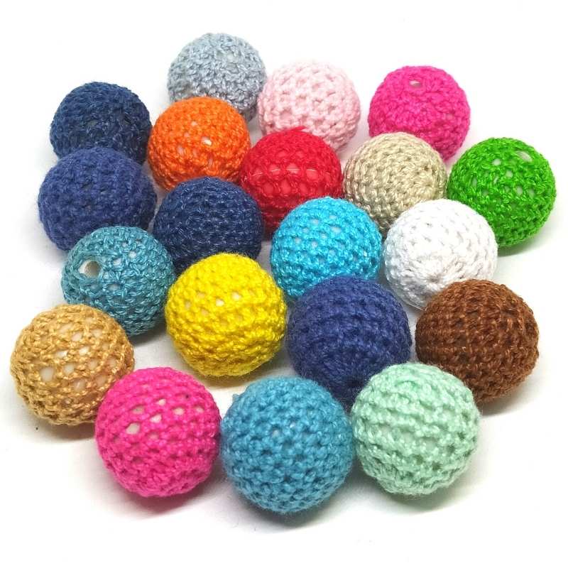 20x Cuentas de lana de 21mm de colores mixtos - Agujero: 2mm - - Crystaldreams Abalorios