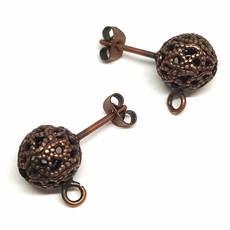 2 X PENDIENTE a Enchufe Cobre 9mm + TRASERA Agujero: 1,2mm - - Crystaldreams Abalorios