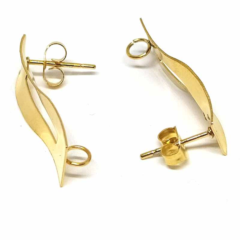 2 x Pendientes Acero Inoxidable Dorado base rectangular - - Crystaldreams Abalorios