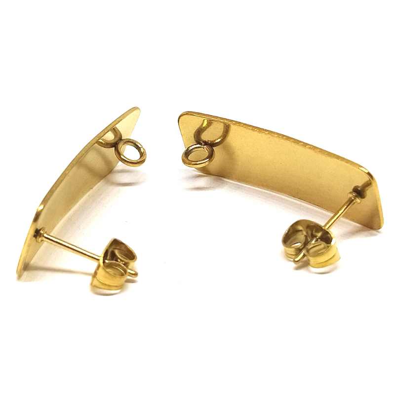 2 x Pendientes Acero Inoxidable Doradso Rectangular 25mm - - Crystaldreams Abalorios