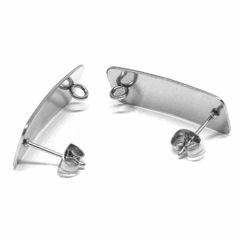 2 x Pendientes Acero Inoxidable Rectangular 25mm - - Crystaldreams Abalorios