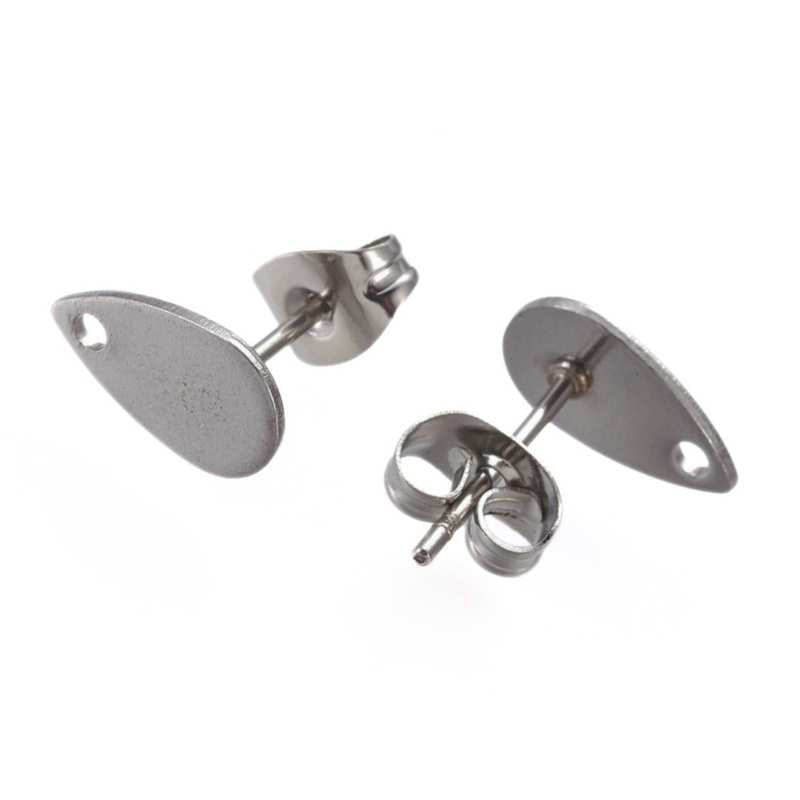 2 x Pendientes Acero Inoxidable a Gota 10x6mm - - Crystaldreams Abalorios