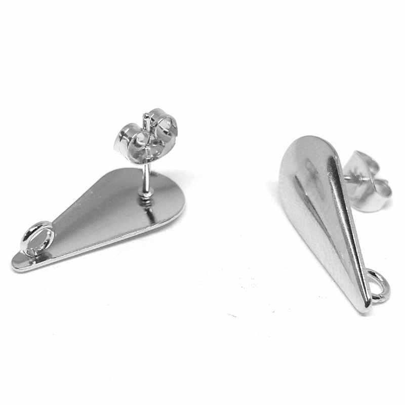 2 x Pendientes Acero Inoxidable a Gota 20x9mm - - Crystaldreams Abalorios