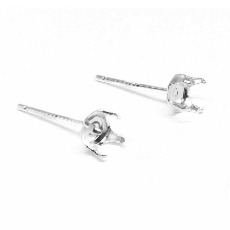 2x Dormilona plata 925 base flor sin trasera 4mm Espesor: 0.8mm - - Crystaldreams Abalorios