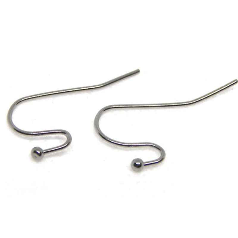 2x Gancho Hippie 21x12mm - con bolita Acero inox Espesor:0,8mm - - Crystaldreams Abalorios