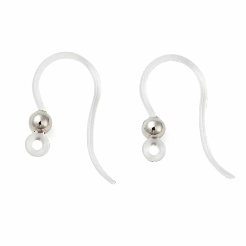 2x Gancho Hippie Resina 16x12mm Acero inox antialérgico Platinum - - Crystaldreams Abalorios