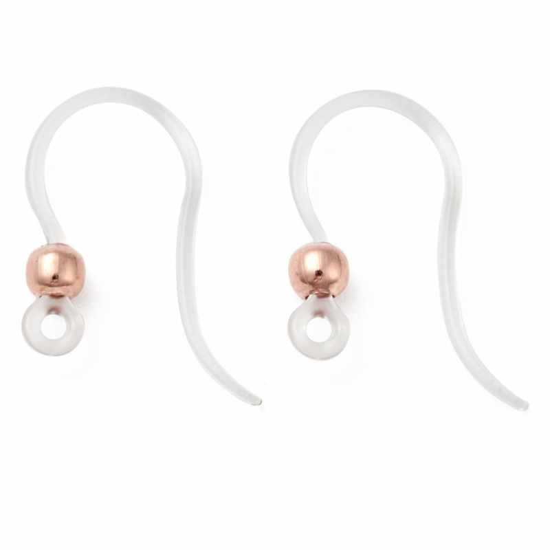 2x Gancho Hippie de resina 16x12mm Acero inox antialérgico Rose - - Crystaldreams Abalorios