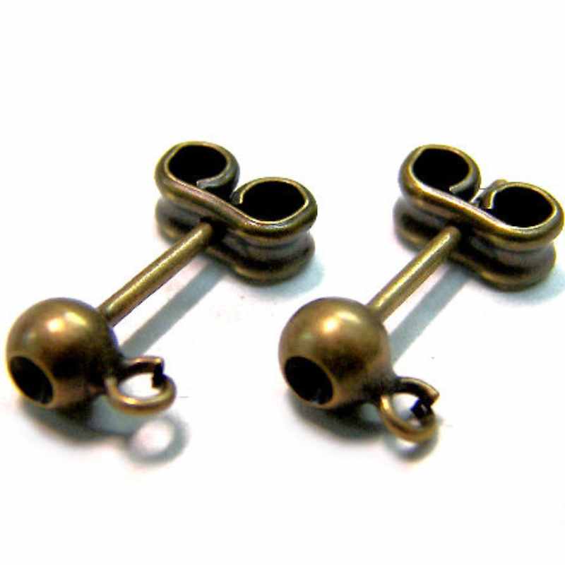 2x PENDIENTE BOLA Bronce 4mm TRASERA para PP14/15 - - Crystaldreams Abalorios