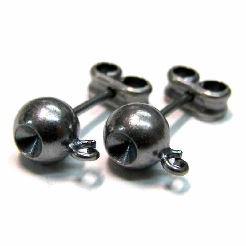 2x PENDIENTE BOLA Plata Vieja 6mm TRASERA - para PP23/24 - - Crystaldreams Abalorios