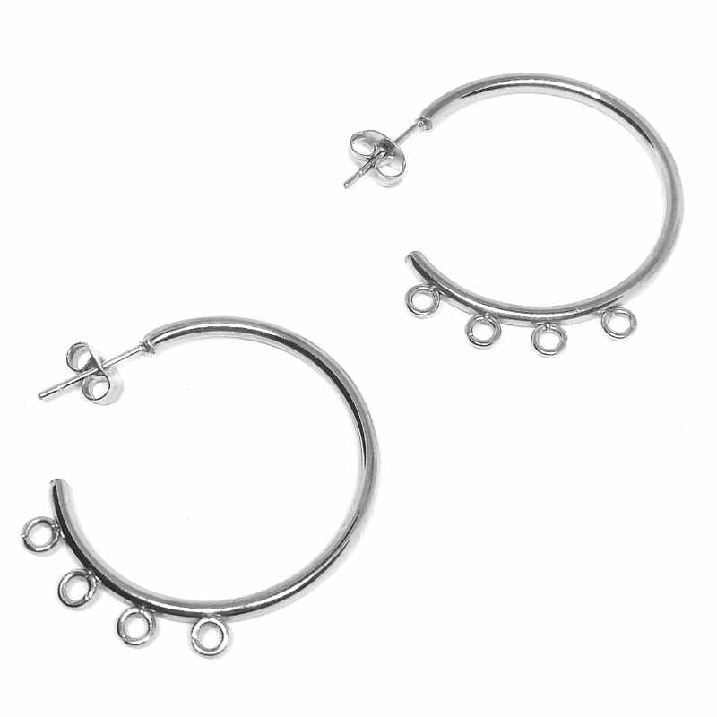 2x Pendientes Aro Anillas 32x33mm Acero Inoxidable - - Crystaldreams Abalorios