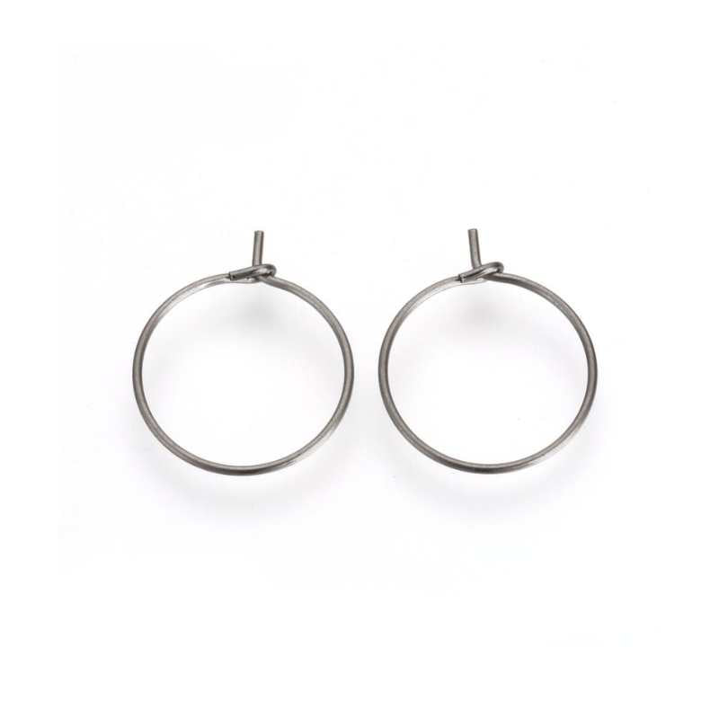 2x Pendientes Aro de 15mm 0,5mm Acero Inoxidable 304 Loopy - - Crystaldreams Abalorios