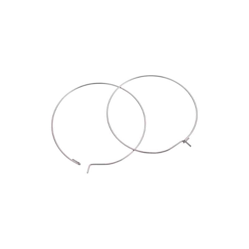 2x Pendientes Aro de 20mm 0,7mm Acero Inoxidable 316 Loopy - - Crystaldreams Abalorios