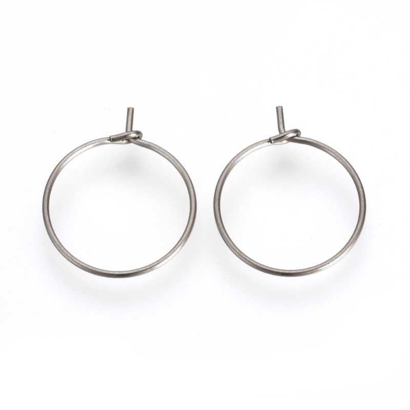 2x Pendientes Aro de 25mm 0,5mm Acero Inoxidable 304 Loopy - - Crystaldreams Abalorios