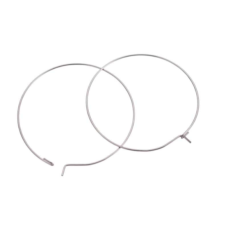 2x Pendientes Aro de 30mm 0,7mm Acero Inoxidable 316 Loopy - - Crystaldreams Abalorios