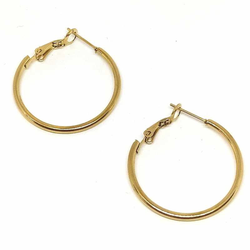 2x Pendientes Aro de 30mm Acero Inoxidable Dorado - - Crystaldreams Abalorios
