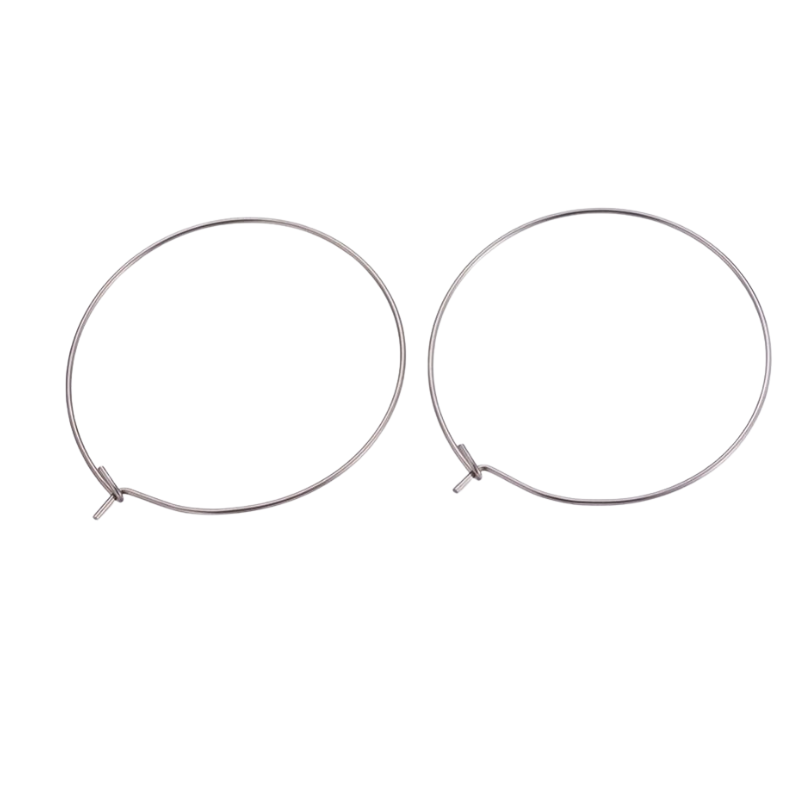 2x Pendientes Aro de 35mm 0,7mm Acero Inoxidable 316 Loopy - - Crystaldreams Abalorios
