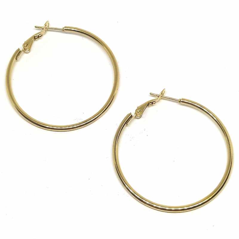 2x Pendientes Aro de 40 mm Acero Inoxidable Dorado - - Crystaldreams Abalorios