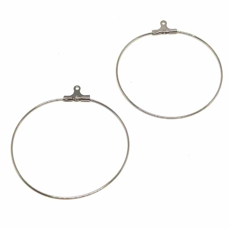 2x Pendientes Aro de 40mm - 1mm Acero Inoxidable - - Crystaldreams Abalorios