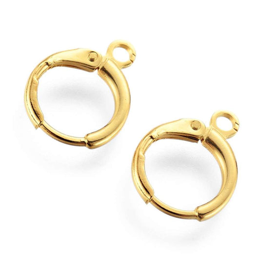 2x Pendientes Gancho Cerrado Chapado Oro 18K 14x11 Agujero: 1,8mm - - Crystaldreams Abalorios