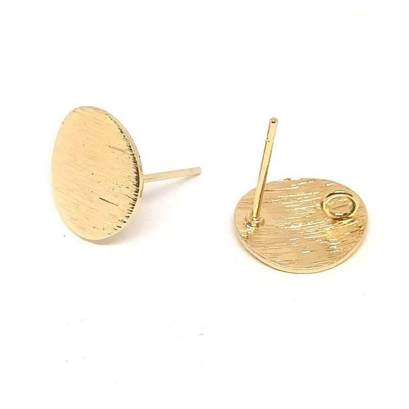 2x Pendientes Trasera Base Plana 12mm Anilla 2mm Chapado Oro 18K - - Crystaldreams Abalorios