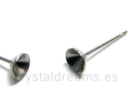 2x Pendientes de Acero Inoxidable para Rivoli/Strass medida SS18 - - Crystaldreams Abalorios