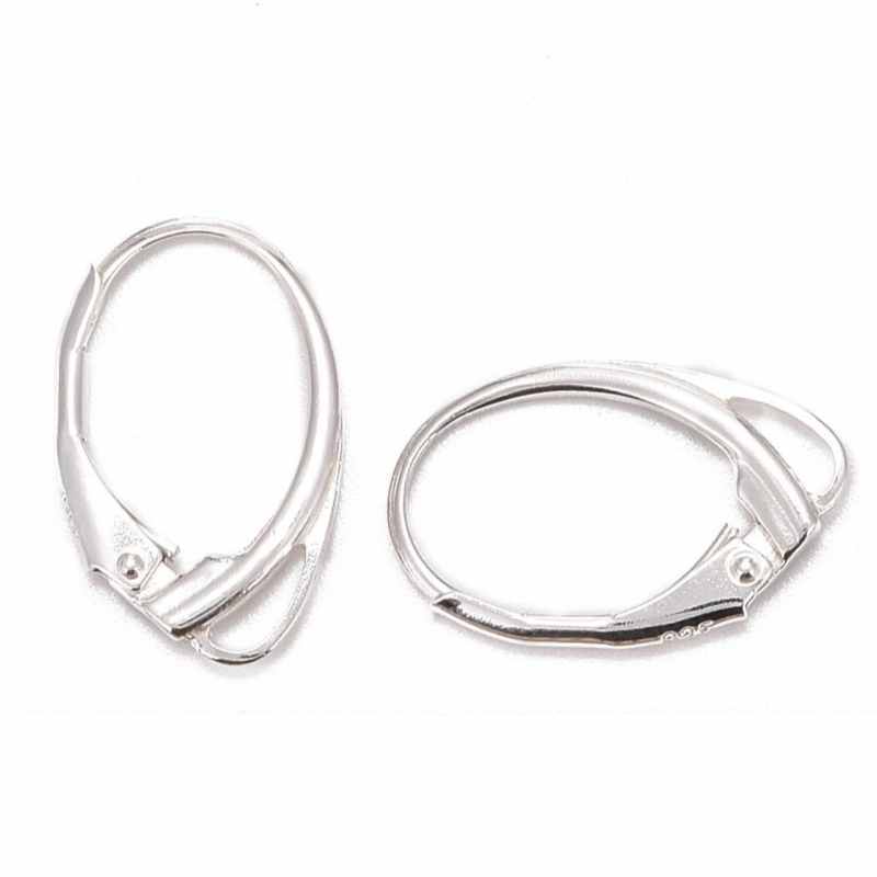 2x Pendientes gancho cerrado con muelle plata de ley 925 11x17mm - - Crystaldreams Abalorios