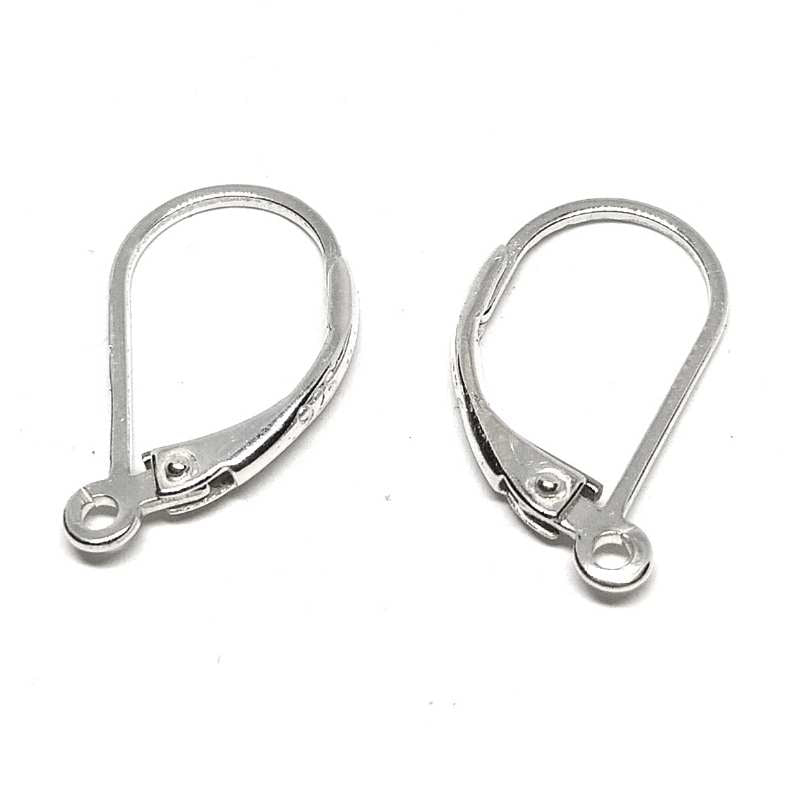 2x Pendientes gancho cerrado con muelle plata de ley 925 16x9mm - - Crystaldreams Abalorios