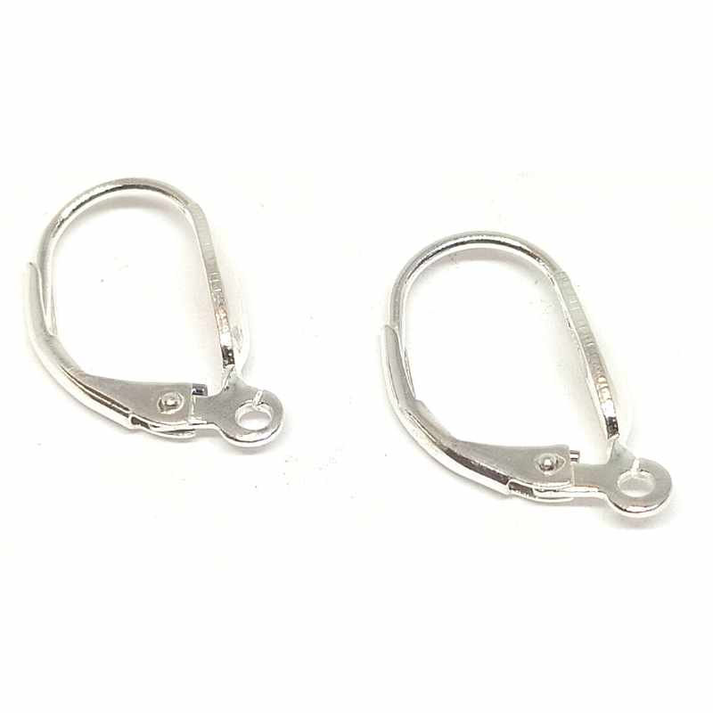 2x Pendientes gancho cerrado con muelle plata de ley 925 16x9mm - - Crystaldreams Abalorios
