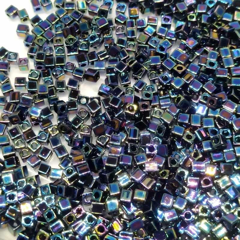 3mm Cubos MIYUKI - 5 gr. pack - Black AB - - Crystaldreams Abalorios